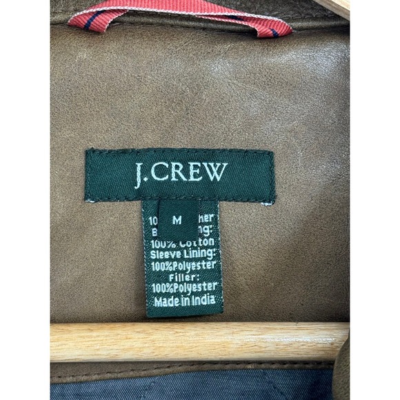 J.Crew Men's Genuine Brown Leather Jacket Size M Vintage Style Quilted Liner Y2K - Picture 6 of 16
